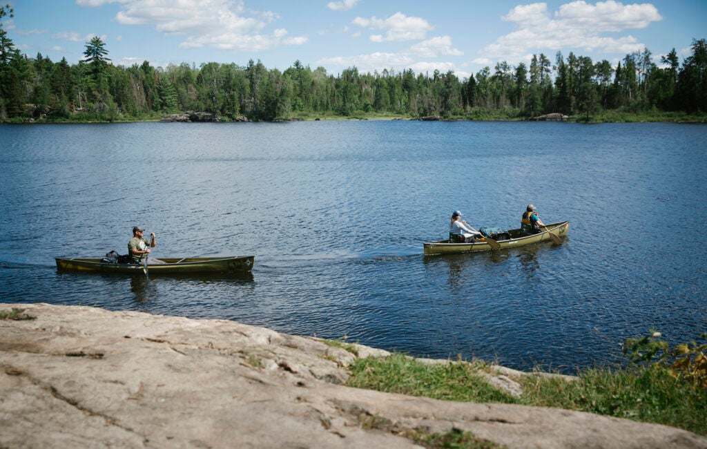 Canoers paddle in the Boundary Waters Canoe Area in Northern Minnesota. (Brad Zweerink / Earthjustice)