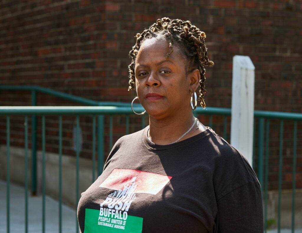 PUSH Buffalo's executive director, Dawn Wells-Clyburn, stands outside of the organization's training center.