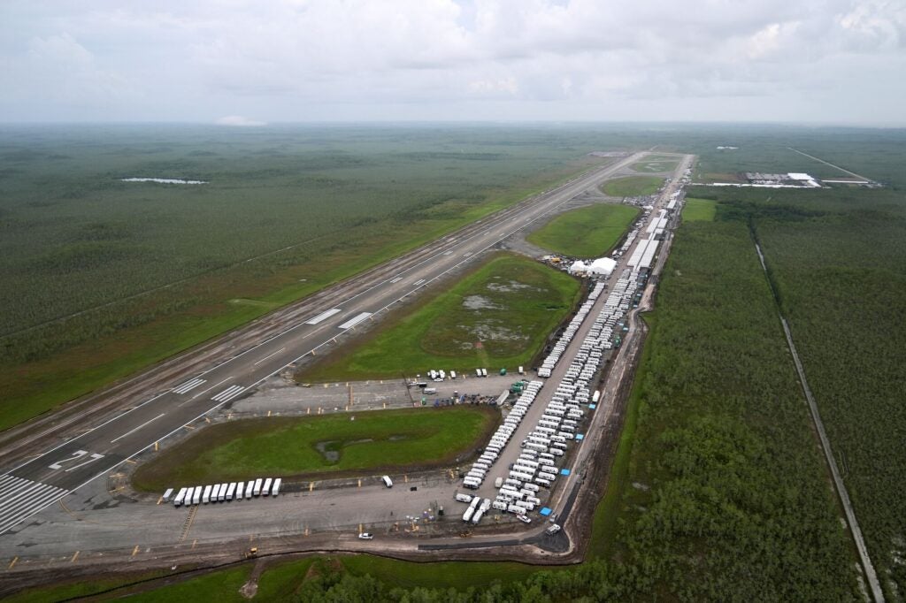 The migrant detention facility at Dade-Collier Training and Transition facility in the Everglades on July 4, 2025, in Ochopee, Fla. (Rebecca Blackwell / AP)