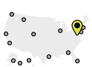 Map of Earthjustice’s office locations, with the Washington, D.C., location highlighted.