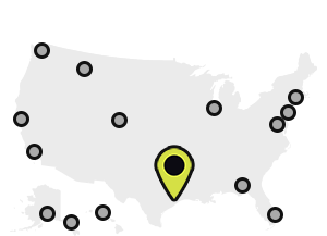 Map of Earthjustice's office locations, with the Gulf Regional Office in Houston highlighted.